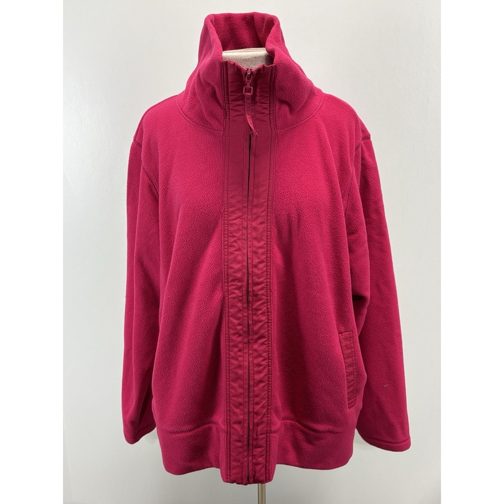 Coldwater Creek Funnel Neck Fleece Jacket Women's 2X 20W 22W Plus Pink Full Zip